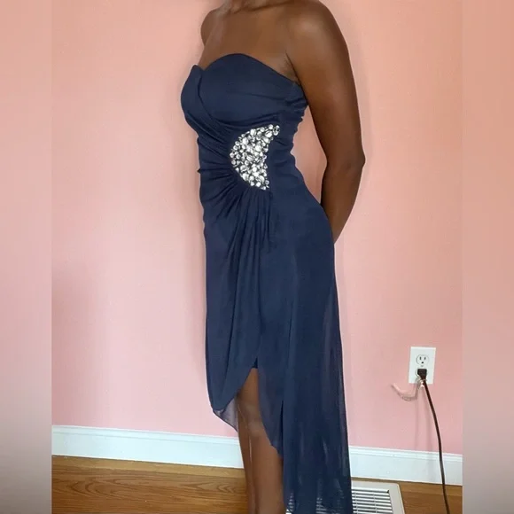 Navy Blue Cocktail Dress - Picture 2 of 4